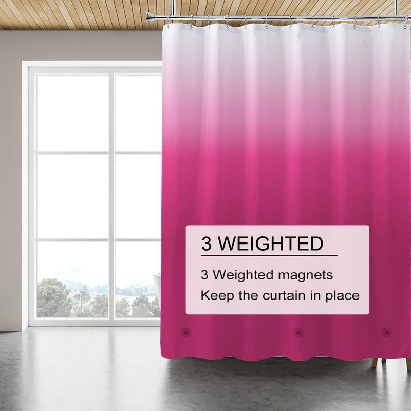 TIKABC Red Shower Curtain Liner, 4G PEVA Shower Liner, Plastic Peva Waterproof Shower Curtains, 72x72 inch with Grommet Holes 3 Magnetic Weights - Image 4